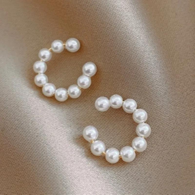 Elegant Imitation Pearl Ear Cuff Clip C-Shaped Earrings Non-Piercing Ear Ring Minimalist Earrings For Women Fashion Jewelry
