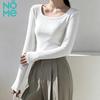 NOMe Ribbed U-Neck Long-Sleeve Slim Crop Top