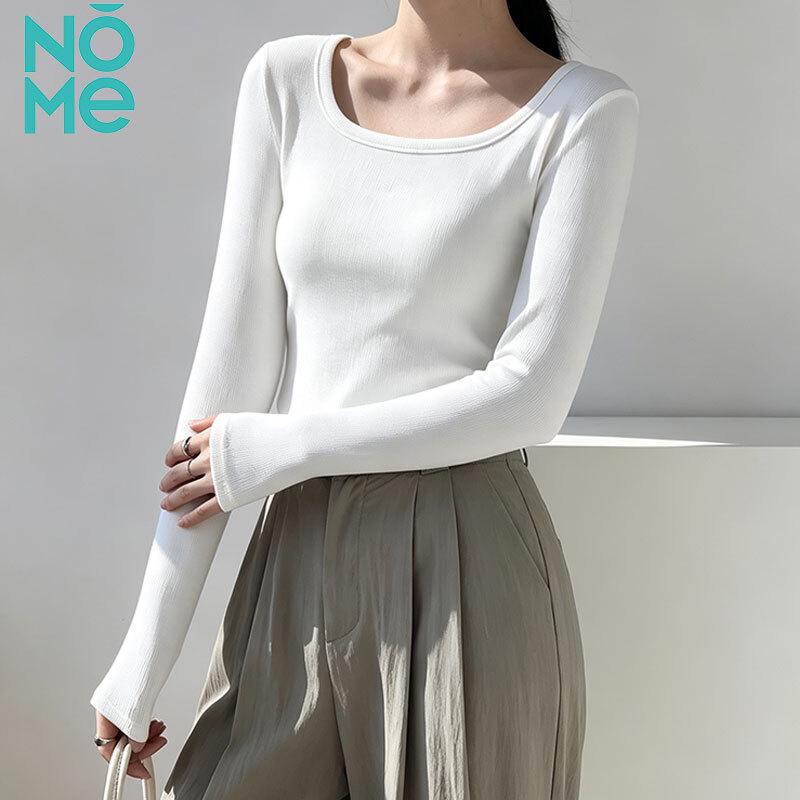 NOMe Ribbed U-Neck Long-Sleeve Slim Crop Top