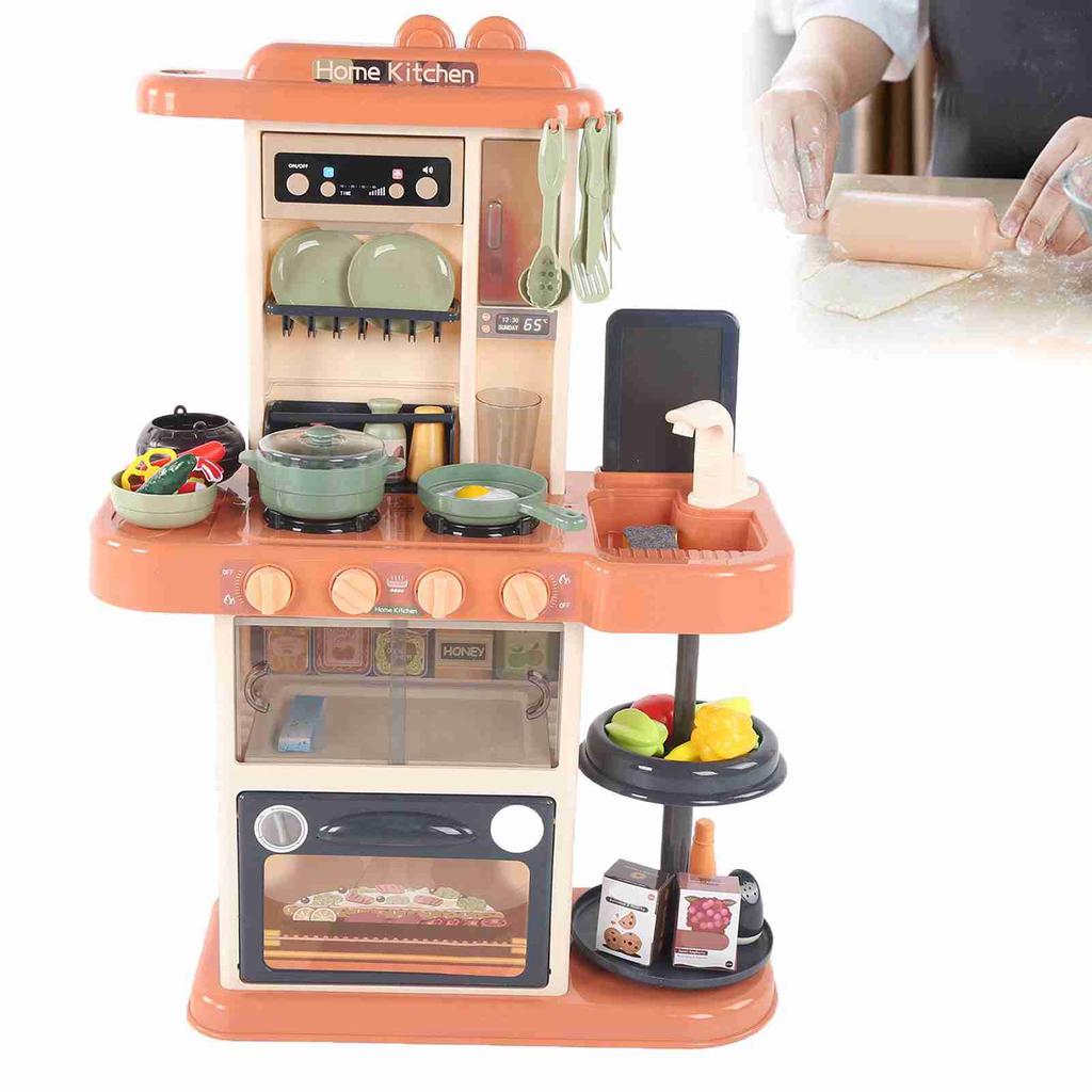 Set Jucării de Gătit cu Spray de Bucătărie Simulare pentru Copii Jucărie Ustensilă de Bucătărie pentru Joc de Rol pentru Copii(Roșu-brun )