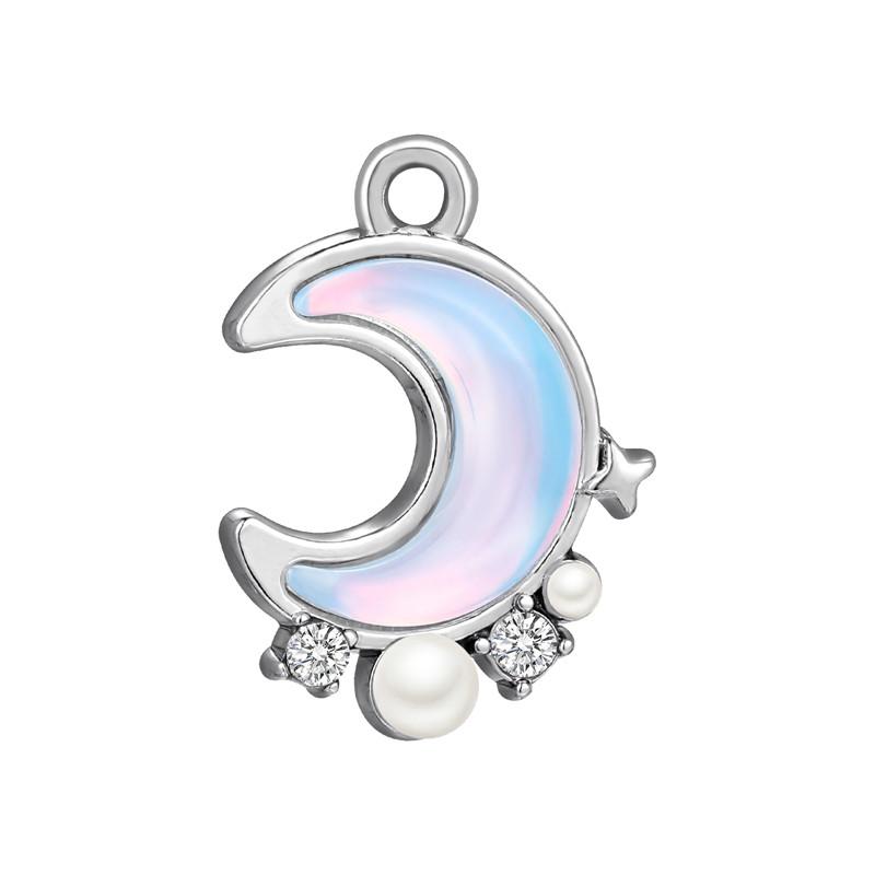 Stainless Steel Charms Crystal Zircon Cherry Moon Star Heart Bow Knot Sun Pendant Beads For Jewelry Making Woman DIY Accessories