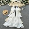 Fashion Design Strapless Birthday Wedding Party Dress for Women Sexy Spaghetti Strap Bow Lace-up Pleated Morning Gown White Engagement Dress