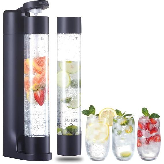Sparkling Water Machine, Seltzer & Carbonator for Drinks, Soda Steaming Dispenser, Carbonator Machine with 2 BPA Free Bottles, Compatible with