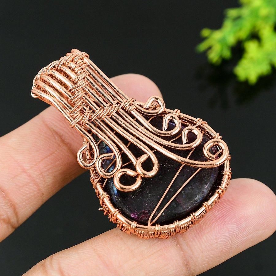 Purple Labradorite Handmade Copper Wire Wrap Jewelry Pendant 1.97 M6B22