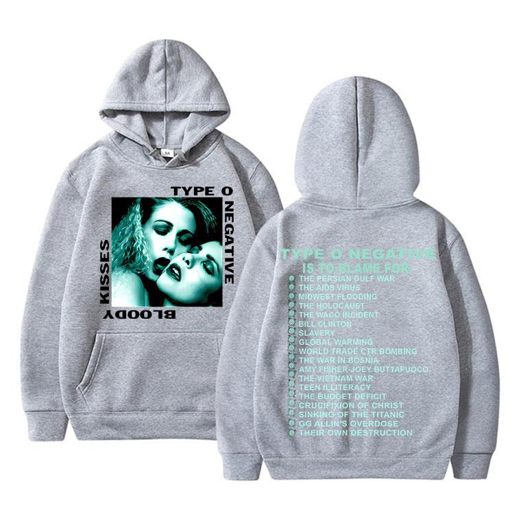 Rock Type O Negative 1993 Bloody Kisses Touring Hoodie Men Women Vintage Gothic Metal Sweatshirt Men's Cotton Popular Hoodies