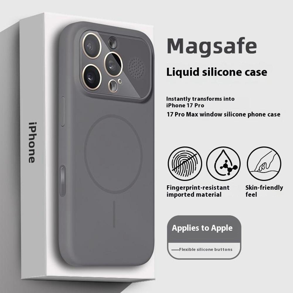 For iPhone 16 Pro Max Magnetic Case AI Button Liquid Silicone Phone Back Cover with Lens Film