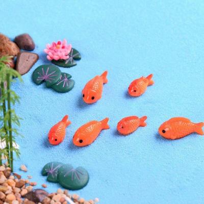 10 pçs resina peixe falso folha de lótus flor ornamento em miniatura jardim bonsai decoração