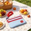 Large Capacity Portable Storage Bag Plaid Cartoon Kawaii Red Apple ID Card Holder Booklet Handbag Women's Bag Purse