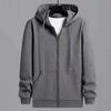 Langarm Zugband Taschen Reißverschluss Strickjacke Sweatshirt Herren Frühling Herbst Einfarbig Große Größen Hoodie Mantel