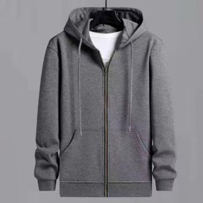 Long Sleeve Drawstring Pockets Zipper Closure Cardigan Sweatshirt Men Spring Autumn Solid Color Plus Size Hoodie Coat