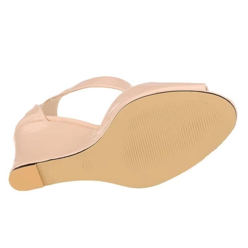 LOSLANDIFEN Women Sandals Wedge Platform Fashion Sexy 8cm Pointed Toe Thin High Heels Ankle Strap Sandal Party Red Wedding Shoes