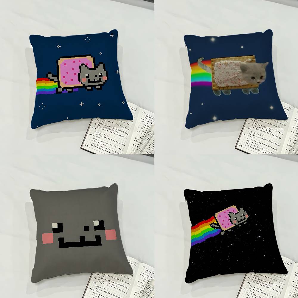 Cute NNyan Cats ART Maker Case Plush Fabric Soft Pillowcase Double Sided Print Cushion Cover Household Gifts
