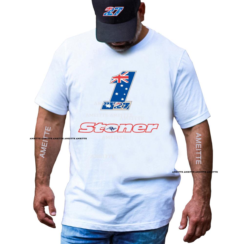 Cooles Casey Stoner 27 GP Rennlegende T-Shirt Unisex Kurzarm Unisex Lässige Weiße Oberteile Junge Motorrad Abenteuer Sport Fahrer T-Shirts