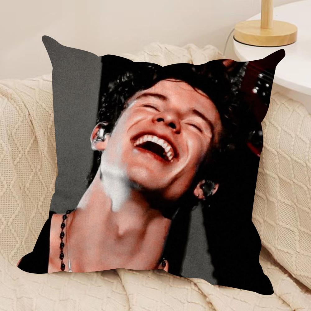 Sänger SShawn Mendes Kissenbezug Seidiger Kurzer Plüsch Beidseitig Bedruckter Kissenbezug für Sofa Alle Jahreszeiten Heimdekoration Geschenk