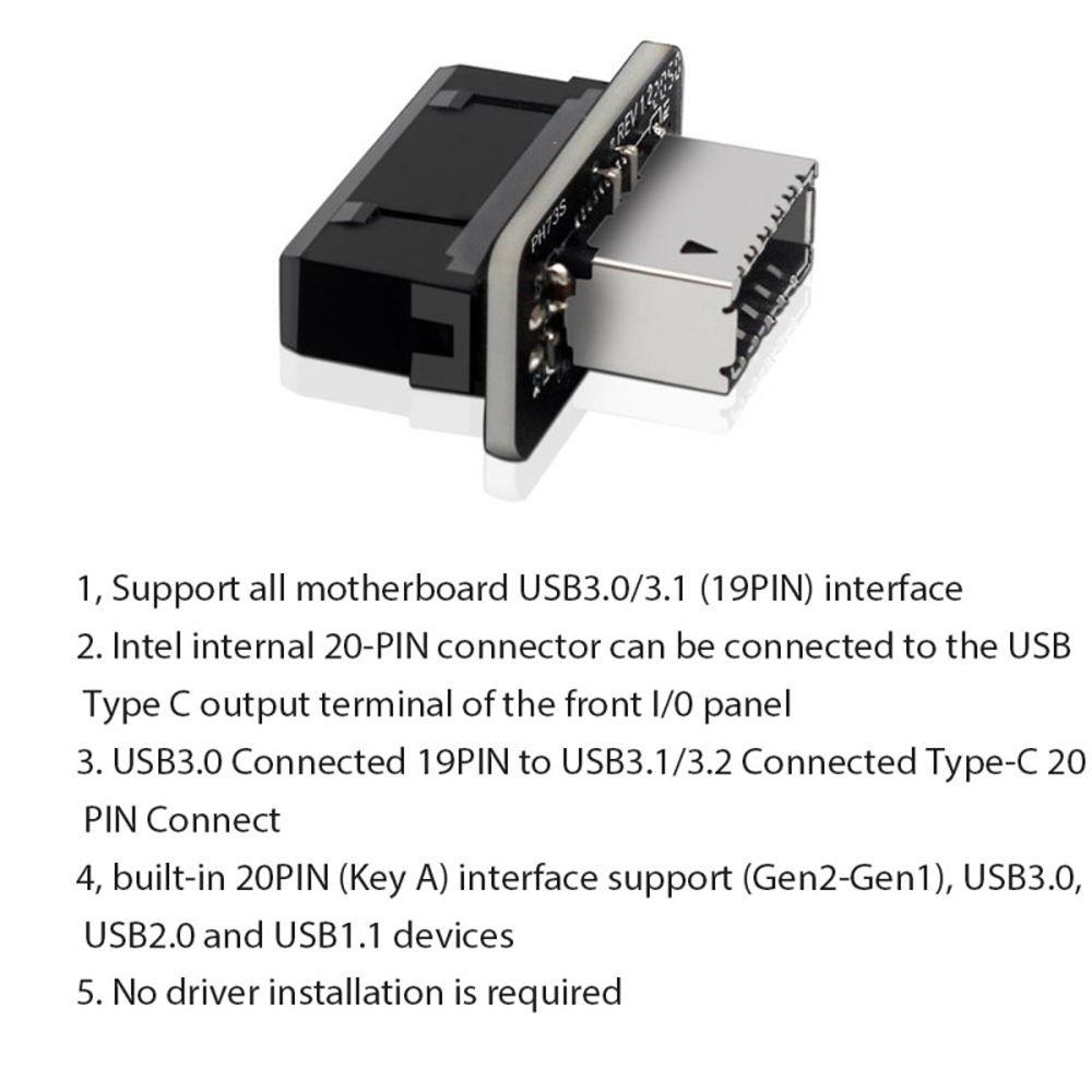 ABS to USB 3.1/3.2 Type C front USB 3.0 Internal Header Type E Adapter 20pin to 19pin Converter