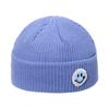 Autumn and winter wool hat male trend Japanese and Korean yuppie knitted warm smiley face sticker landlord hat candy color melon fur hat female