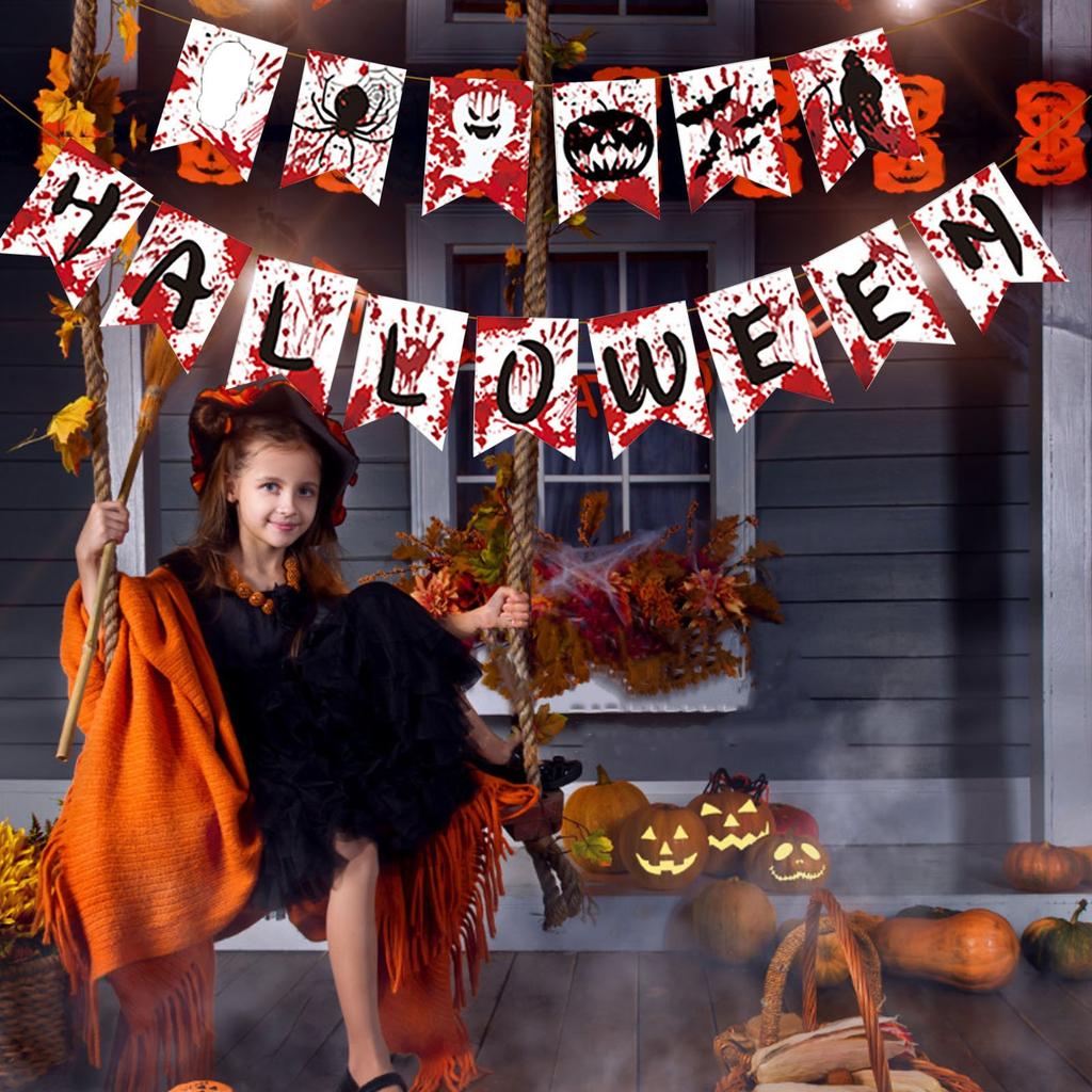 Halloween Flagge Urlaub Partei Papier Dekorationen Bar Veranstaltungsort Atmosphäre Foto Requisiten