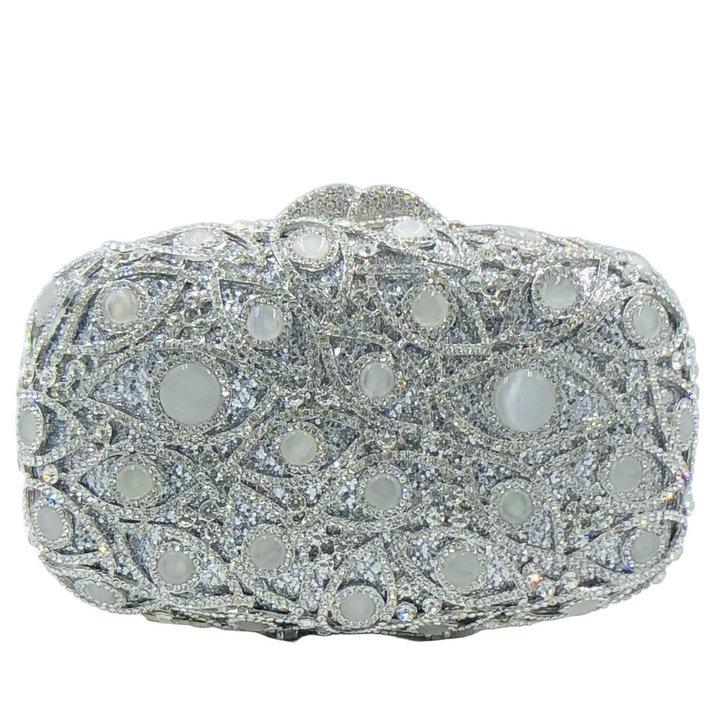 

Boutique De FGG Mini Rhinestone Clutch Purses for Women Formal, Wedding Party Crystal Evening Handbags, Bridal Opal Clutch Bag (20cm Max Length 30cm)