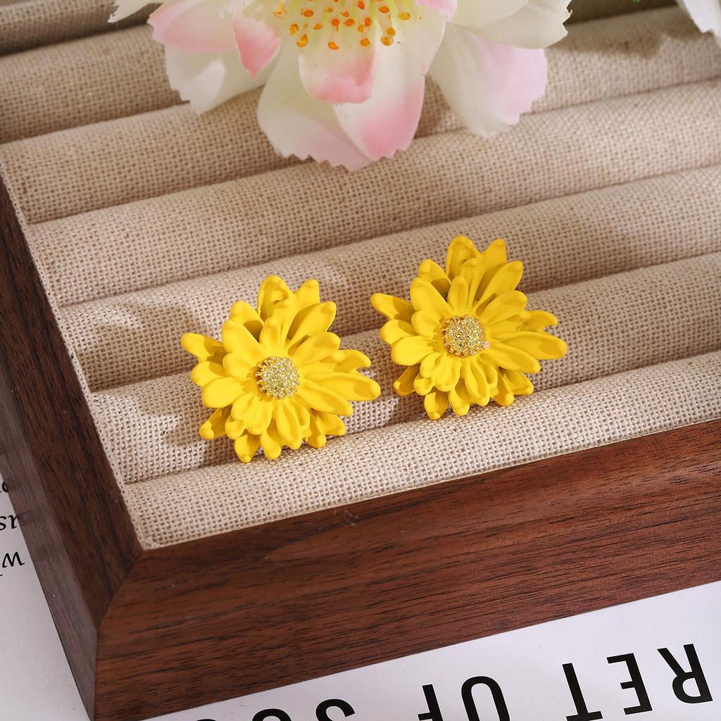 Pinkdudu Весенние Цветочные Серьги-Гвоздики 3D Расписные Цветочные Серьги с Штифтами из Стерлингового Серебра PD2417 жёлтый
