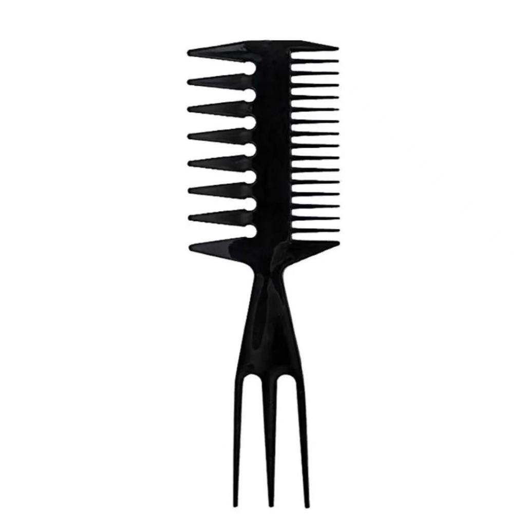 Three-in-One Wide-Tooth Styling Comb: Graphic, Fishbone & Pompadour Designs