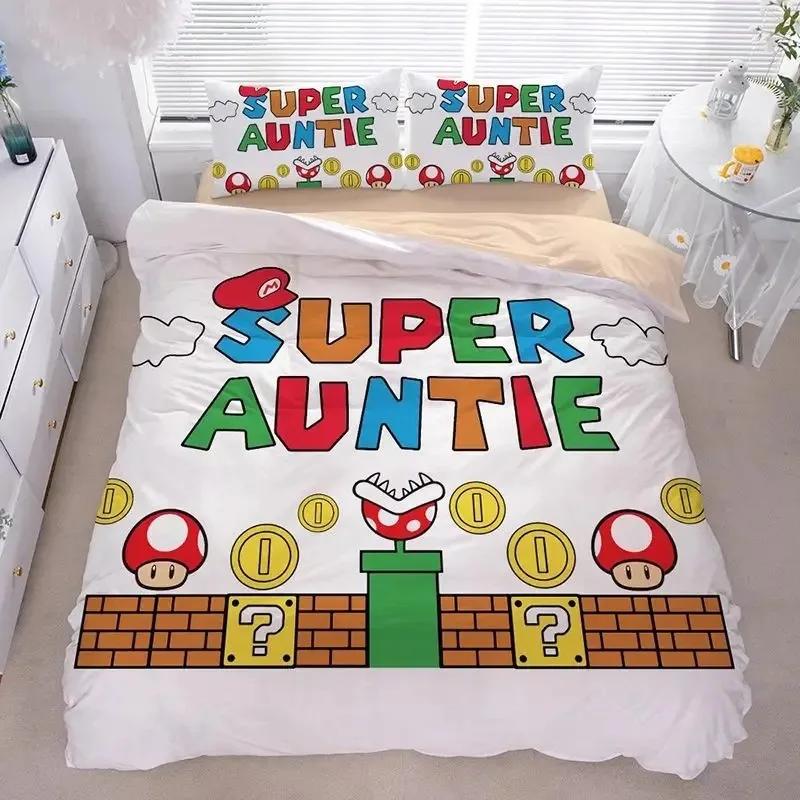 3D Anime Supers M-Mario BrosPrinted Bedding Set- Duvet Cover + Pillowcases2/3pcsSuitable for Kids Adults Soft Polyester