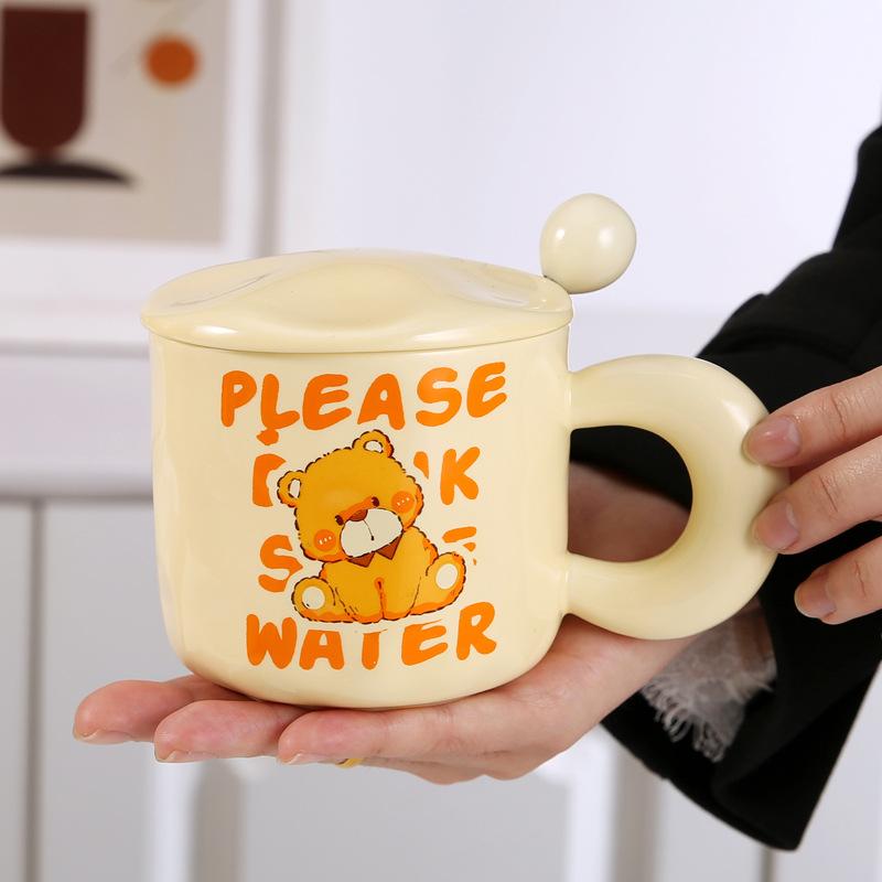 

Французский кремовый медведь керамическая кружка толстая ручка парная кружка для молока празднование коммерческого магазина подарок на День святого Валентина 401-500ml