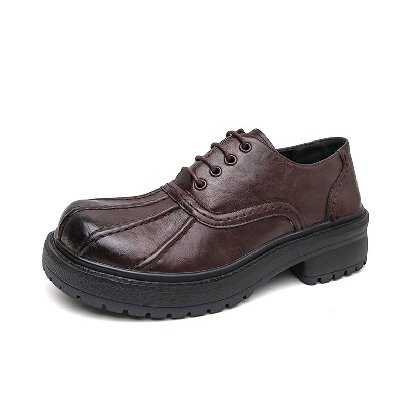 Men s Thick-Soled Leather Derby Shoes with Laces - Spring Business & Casual Styles, Large Sizes Available 44