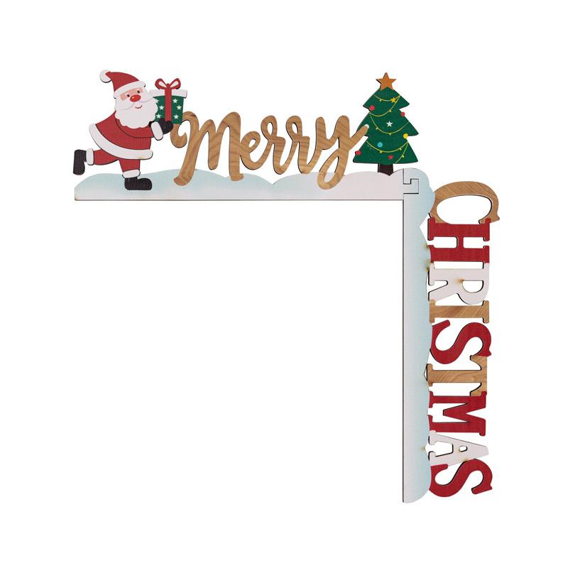 1Pc DIY Christmas Wooden Door Frame Corner Santa Claus Sign