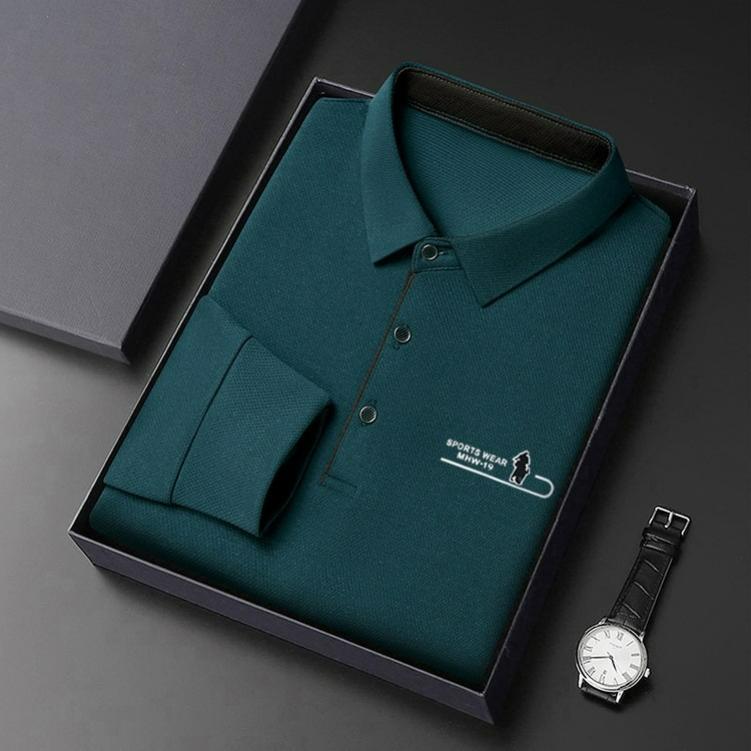 Long-sleeved Polo Shirt Men's Spring and Autumn Casual All-match Lapel Dad Bottoming Shirt T-shirt