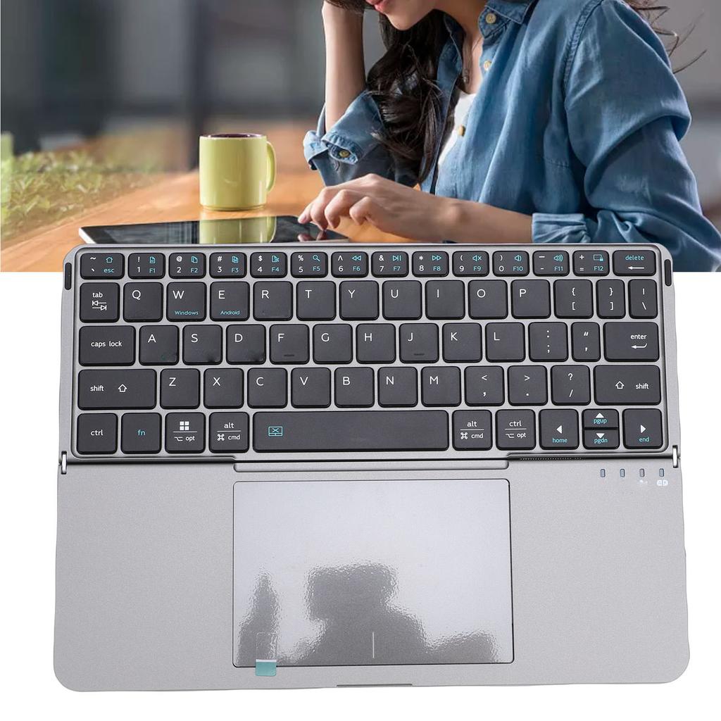   Keyboard with Touchpad Multifunctional Quiet Typing Rechargeable Foldable 64 Key Keyboard for Laptop Tablet