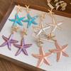 Bohemia Style Starfish Metal Stud Earrings Ear Pendant Iron Material Starfish Dangle Earrings Star Ocean Theme