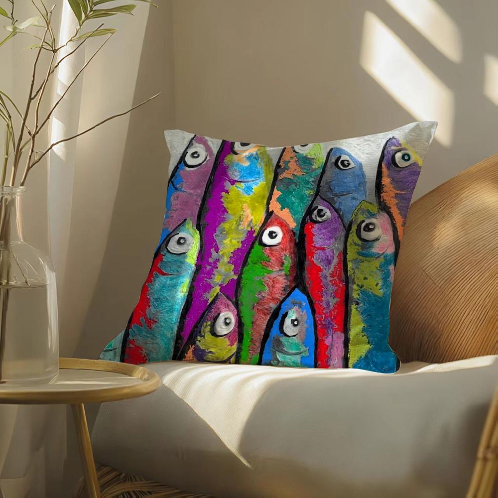 

Colorful Sardine Lobster Pillow Case Pattern Printed Pillowcase for Living Room Sofa Cushion Cover Bedroom Decor 30x30 cm