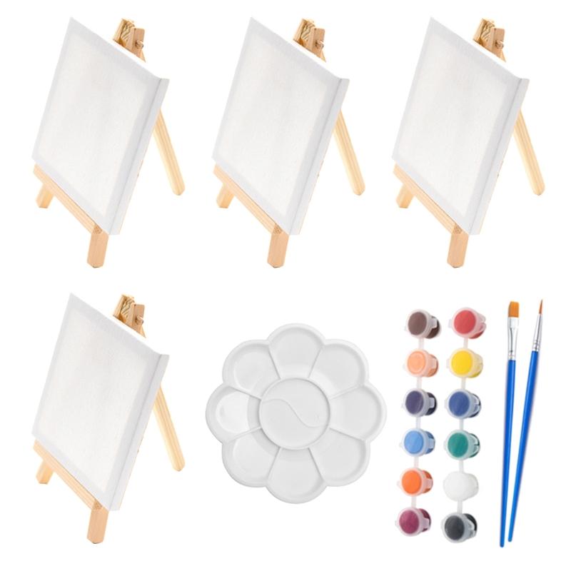 

Painting Canvas and Easel Set for Children Boy Girl with Acrylics Paint Paintbrush Wood Easel and Painting Canvas 1