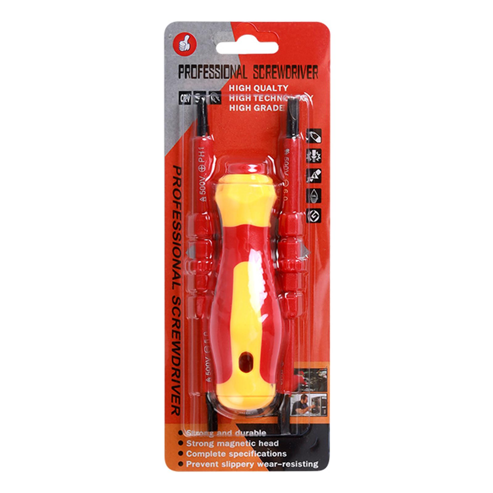 

Durability Insulated Screwdriver Set For Safe Electrical Repairs Strong Magnetic Tip Features Phillips Slotted Tips красный