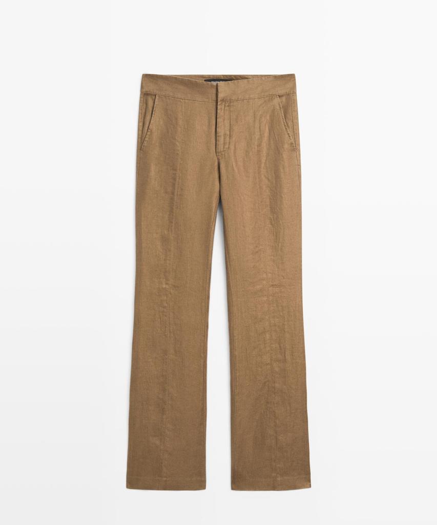 Masimodutti 100% Linen Kick Flare Fit Pants