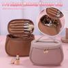 1PC Women's PU Leather Portable Travel Makeup Bag, Handheld Makeup Bag, Makeup Bag
