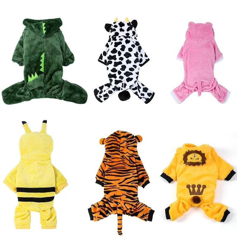 Dinosaurier Hundekleidung Fleece Haustier Overalls Winter Hundemantel Warme Jacke Für Welpen Hoodies Chihuahua Französische Bulldogge Haustierkleidung