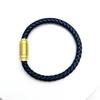 Bracciale da Uomo in Pelle Intrecciata e Acciaio al Titanio con Chiusura Magnetica