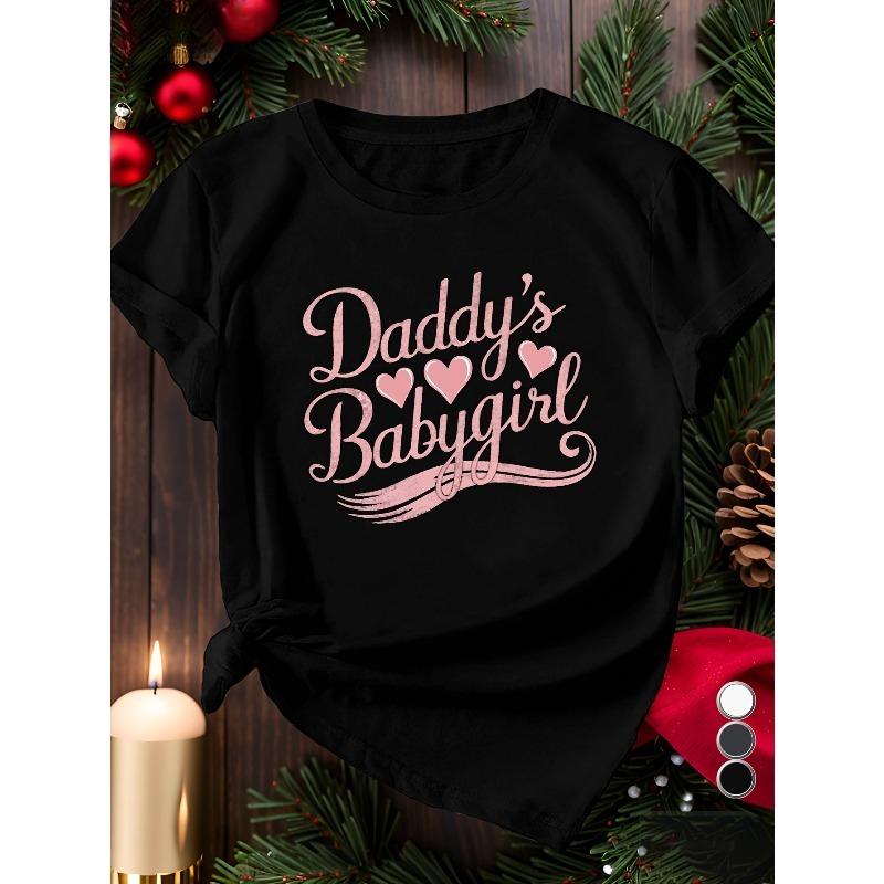 

Daddy s Youngsters Graphic Tee - Women s Plus Size Casual Short Sleeve T-Shirt with Heart Design, Soft co t t ton Fabric, Round Neck 4XL чорний