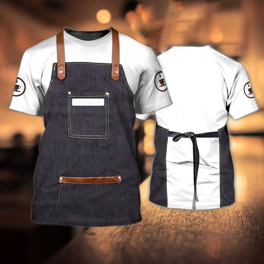 Barista Style Make Coffee 3D Print Summer Men's Round Neck T-shirt Casual Short Sleeve Oversized Pullover Fashion Men Clothing