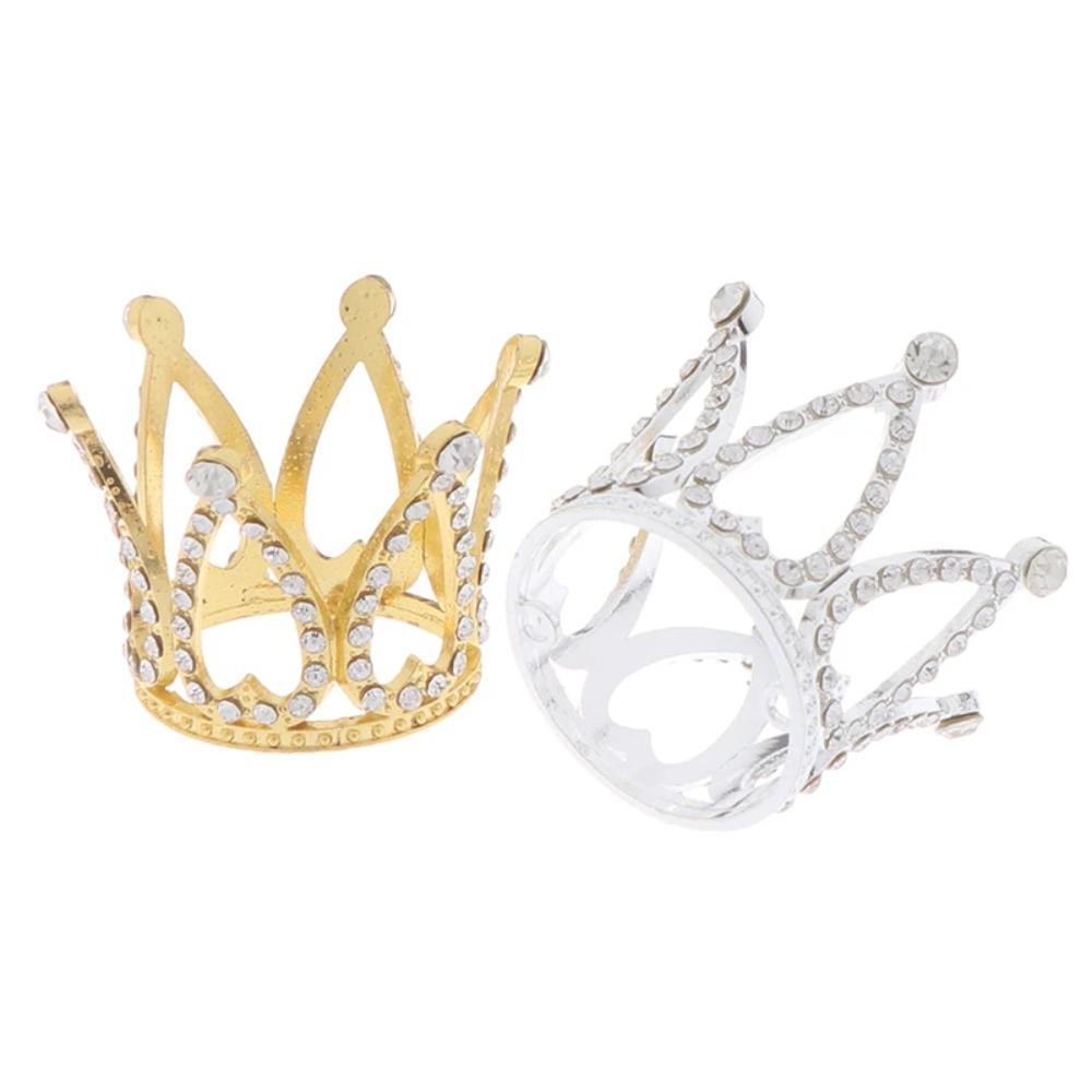 Cute Crystal Rhinestone Tiara Metal DIY Cake Decoration Mini Crown Cake Topper  Hair Accessories