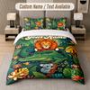 Lion Tiger Leopard Theme Custom Text Or Name 3Pcs Bedding Set 1 Flat Sheet & 2 Pillowcases Personalized Home Bedding