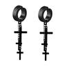 Set di 2 orecchini a cerchio pendenti con catena lunga a croce in acciaio inossidabile per uomo donna Regali Tono Nero/Argento