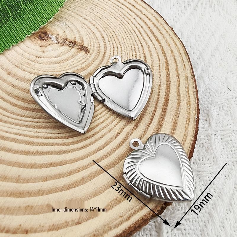 Collana Ciondolo Scatola Portafoto a Forma di Cuore, Rotonda e Quadrata in Acciaio Inossidabile Fai da Te