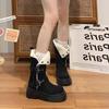 Kleine Western-trendige Denim-Baumwollstiefel Damen 2025 Winter neu dicksohlige Zwei-Wege-Samt warme Ritterstiefel