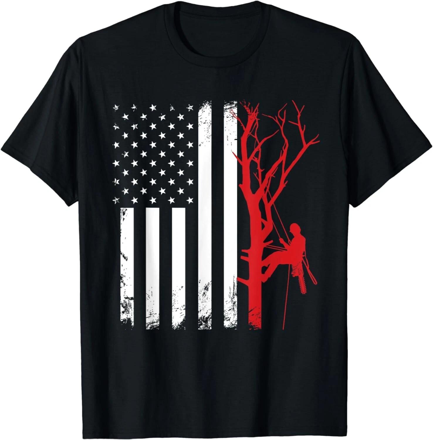 Arborist American Flag America Tree Surgeon Funny Gift Unisex T-Shirt XL