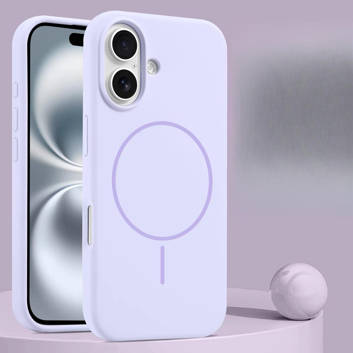 

Подходит для чехла для мобильного телефона IPhone16PROMAX 14 Жидкий Магнитный Сильный Магнитный Тонкий Круг Силиконовый Чехол Apple 13/15 iPhone 11