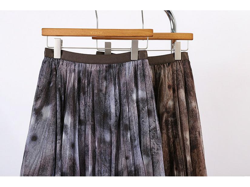 Fei Yuan Ink Print Mesh Midi Skirt - Women's Spring Fashion Versatile & Stylish for Daily Commute