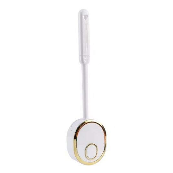 Silicone Toilet Brush Set with L-Shaped Head Wall Mounted Holder Long Non-Slip Handle No Dead Corner Design Bathroom Cleaner