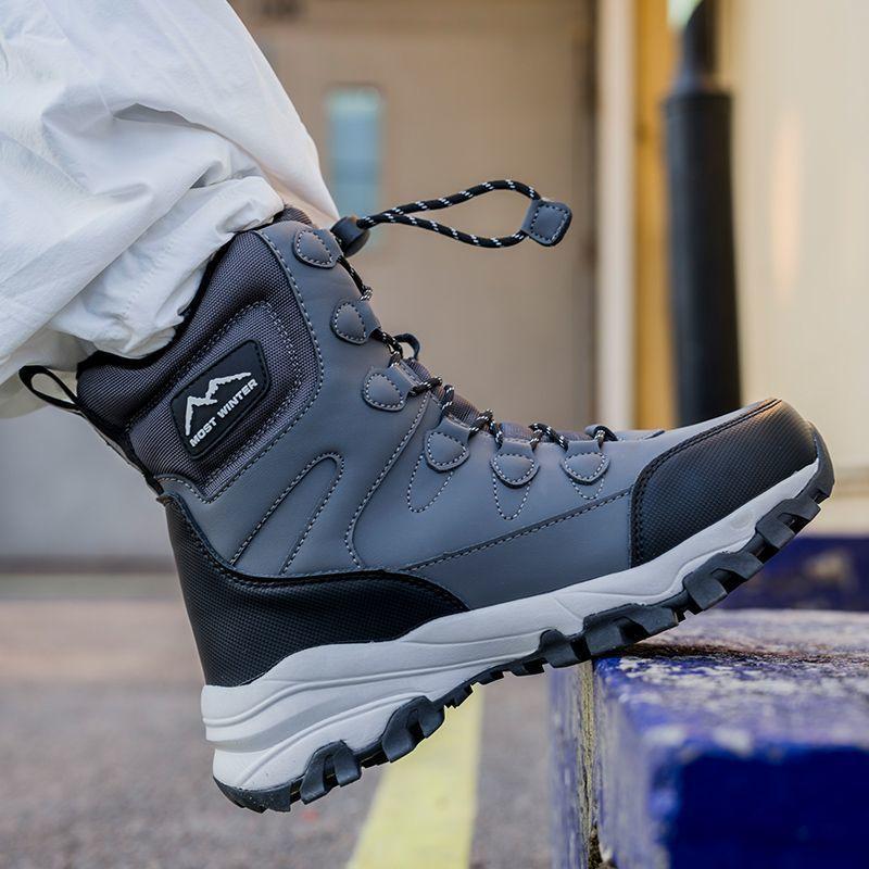 Men's and Women's Large Size Soft Sole Winter Warm Fur Snow Boots Padded Lined Ankle Boots Non-slip Hiking Casual Sports Cotton Boots Martin Boots
